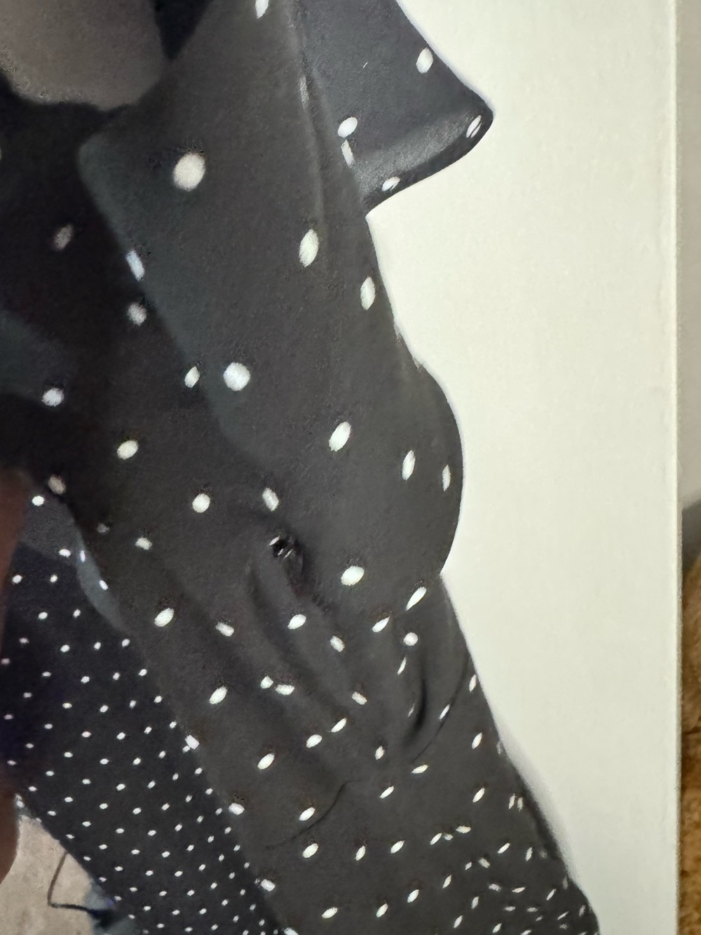 Banana Republic Black White Polka Dot Ruffle Wrap Dress Size 10 Midi Flounce - Picture 5 of 8